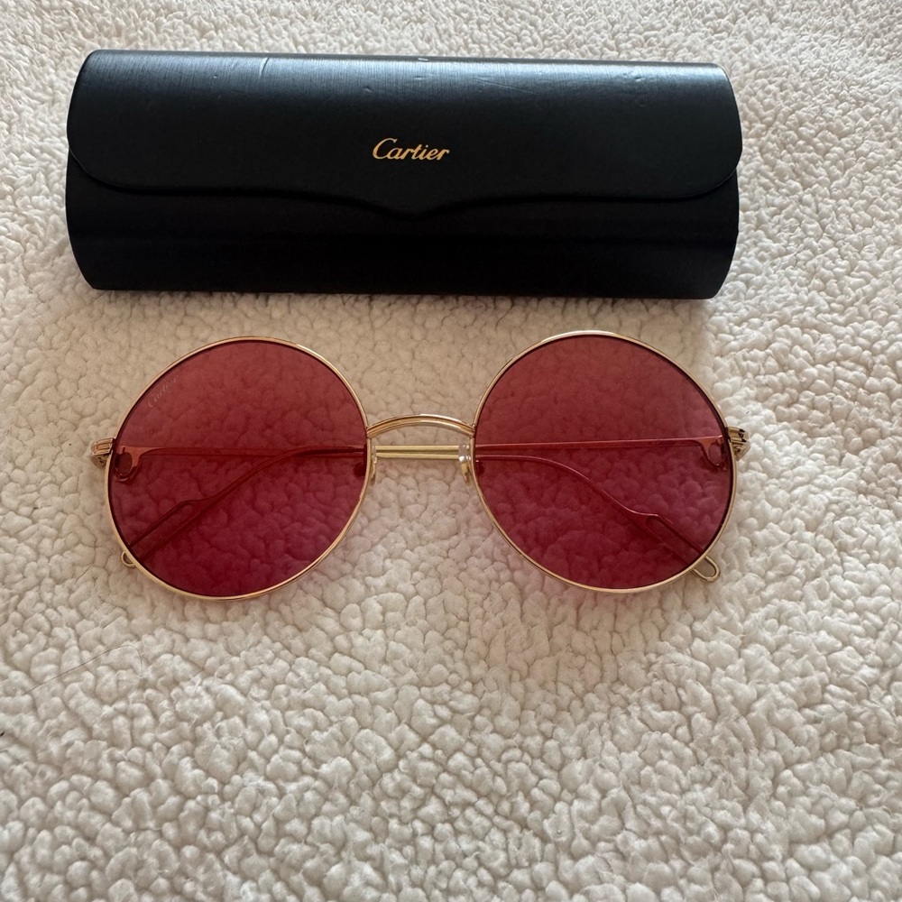 Cartier Women's Rose-Tinted Round Sunglasses